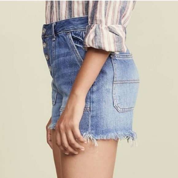 WE THE FREE JESSIE CARPENTER DISTRESSED HEM DENIM SHORTS SIZE 24 - Picture 3 of 14